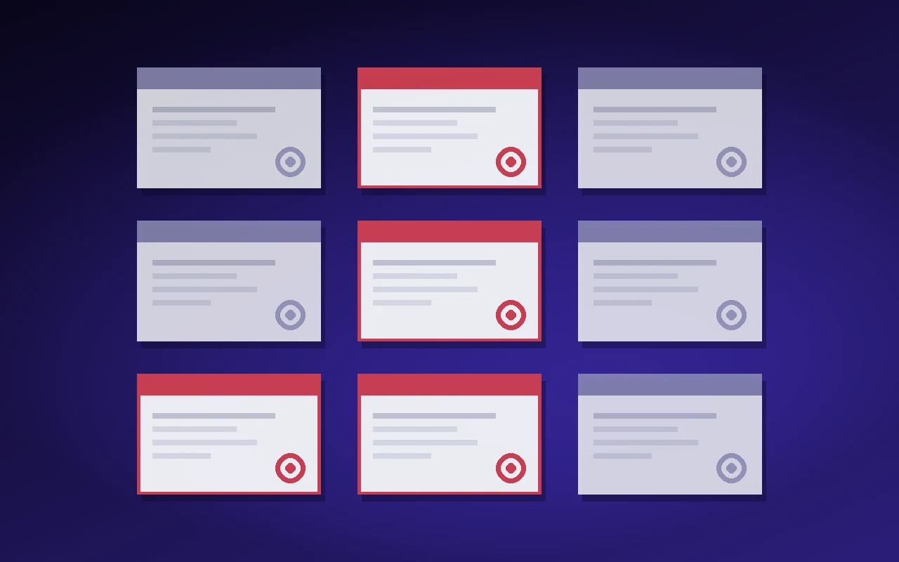 Nine trademark certificates in a grid, four of them marked in red — the marks covering devices the registrant does not sell