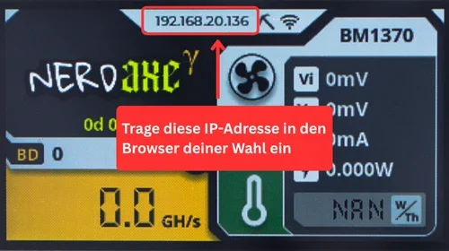Nerdaxe einrichten IP-Adresse eintragen