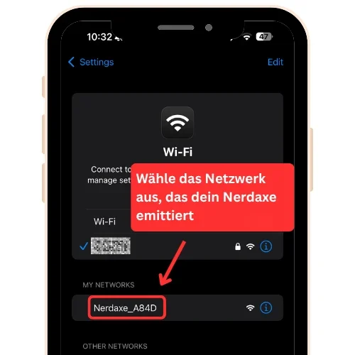 Nerdaxe einrichten Nerdaxe WiFi auswählen mobil