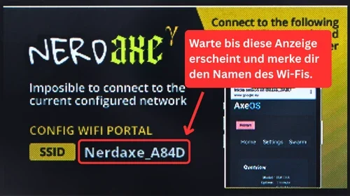 Nerdaxe einrichten Wi-Fi Anzeige