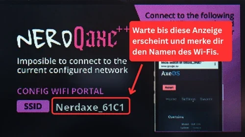 NerdQAxe einrichten Wi-Fi Anzeige