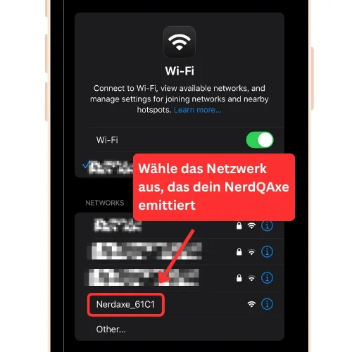 NerdQAxe WiFi auswählen mobil